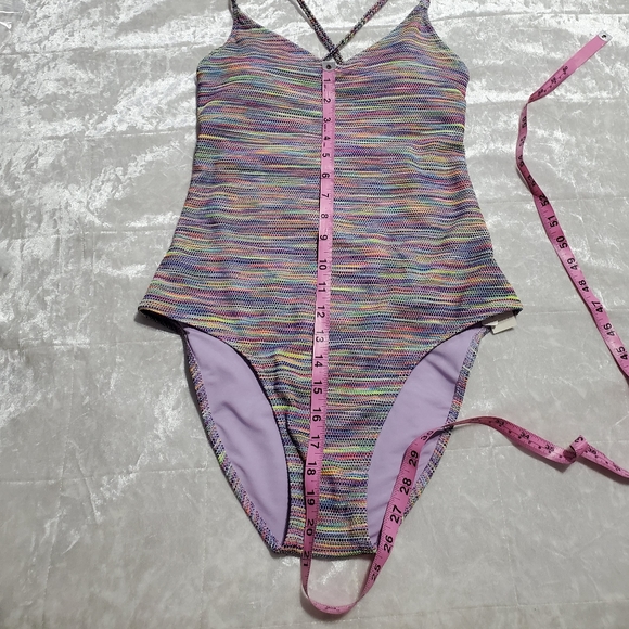 Aerie Purple Multicolored Strapy Back Swimsuit - Picture 6 of 6